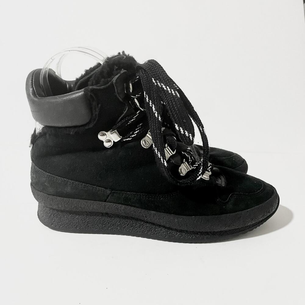 Isabel Marant Outdoor Sherpa Black Boots Hiking Winter Brendta Suede Lug Sole 38 - Picture 2 of 15